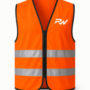 RW-103 Orange Hi-Vis Zipper Safety Vest Front View