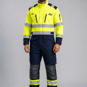 RW-001 Hi Vis Waterproof Safety Coverall with reflective tape for construction, railway and utility workers