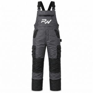 Waterproof Winter Insulated Bib Overall Manufacturer RW-103 charcoal grey thermal work bib overall with quilted insulation, reinforced knees, adjustable shoulder straps, and waterproof industrial construction.