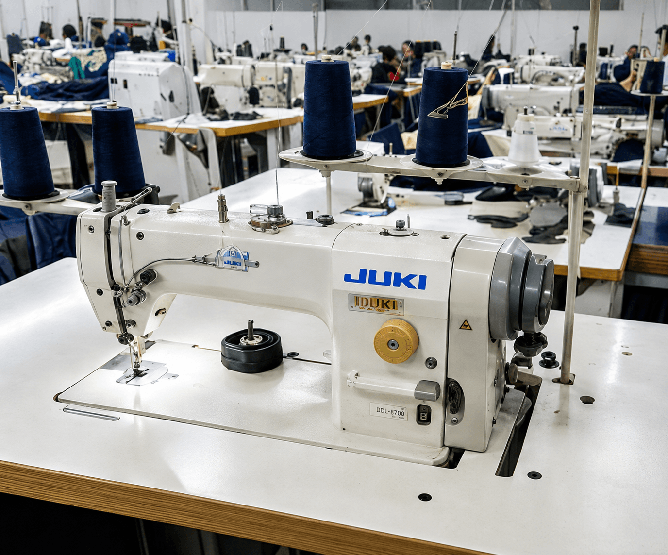 Industrial sewing machinery used for workwear manufacturing