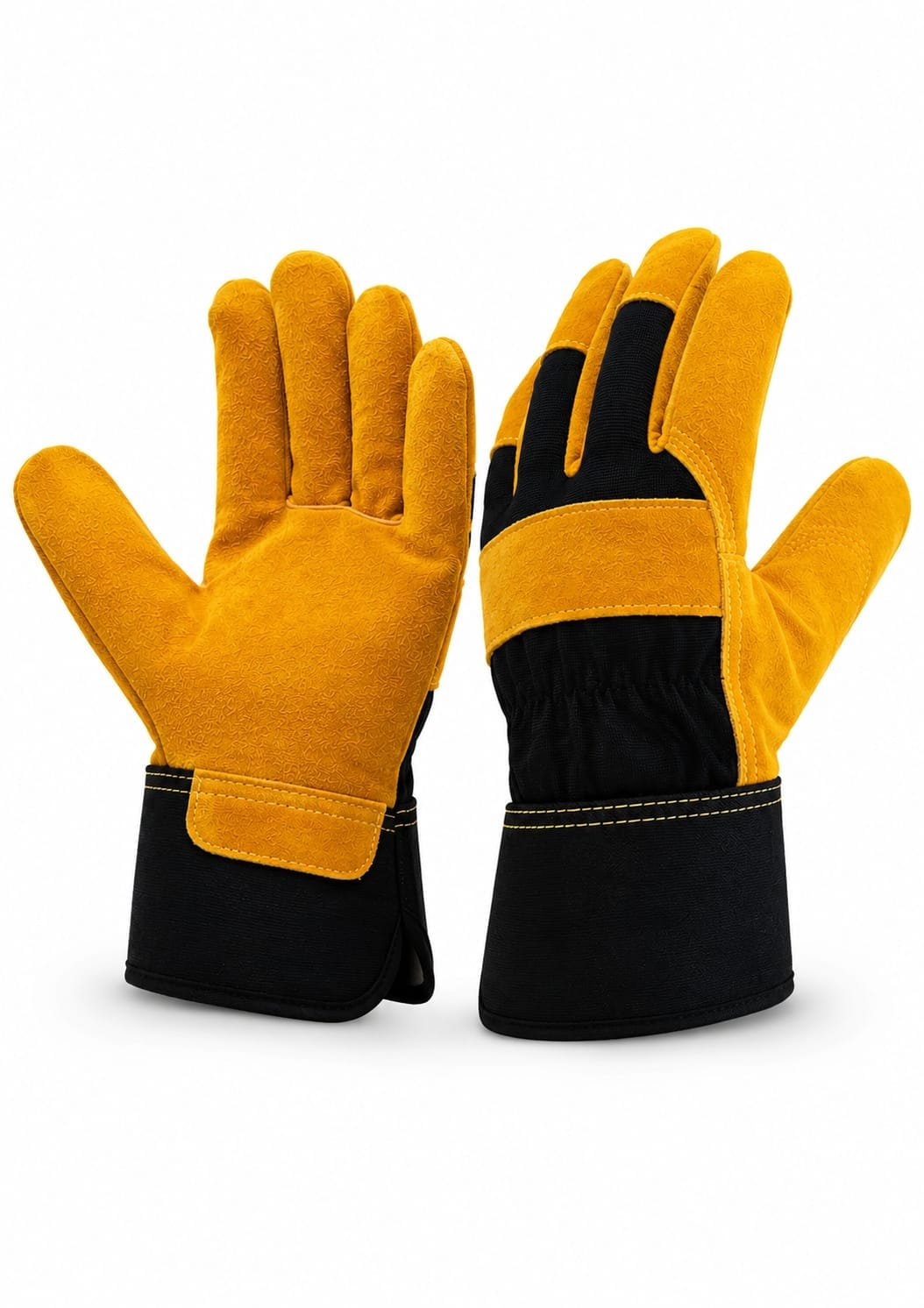 RWG-005 Canadian Rigger Leather Work Gloves Black & Yellow