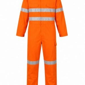 RWHV-004 Orange Hi-Visibility Reflective Safety Coverall with Silver Reflective Tape